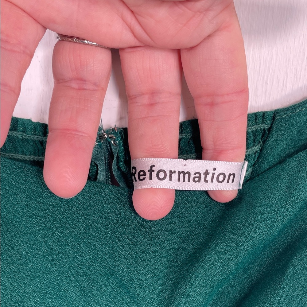 Reformation Sienne Emerald Midi Short Sleeves‎ Dress Sz 2 - Picture 3 of 9